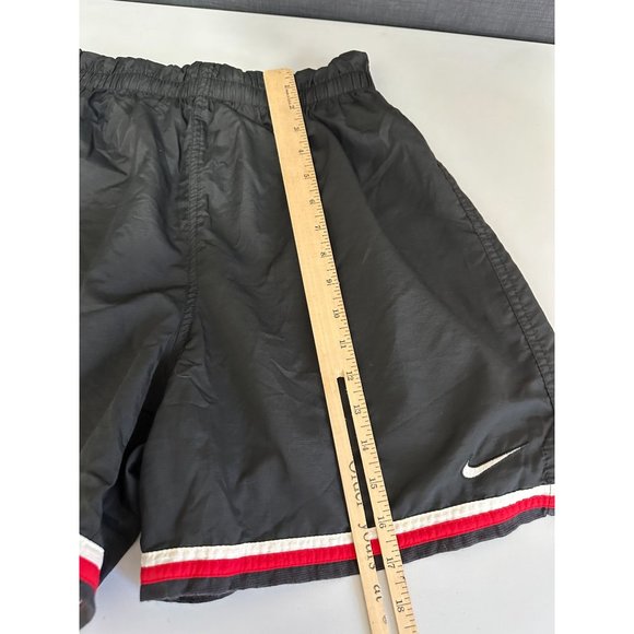Vintage Nike Medium Basketball Shorts Gym Red Swoosh Black Logo Pull On Mens - Picture 2 of 11